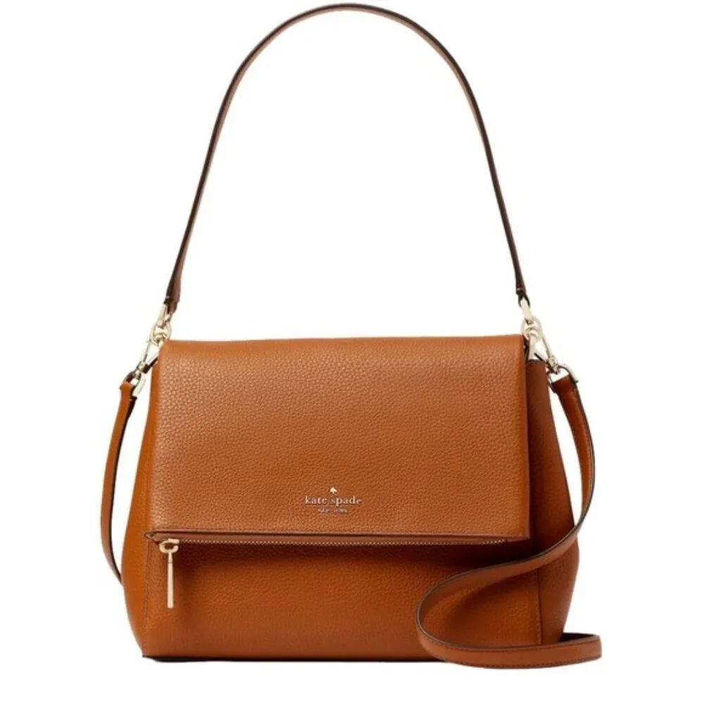 Kate Spade Leila Medium Flap Shoulder Bag in Warm Gingerbread